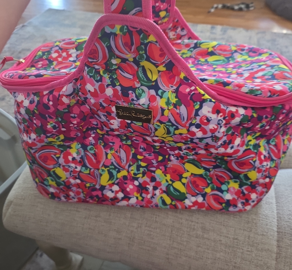 Lilly Pulitzer Bright Pink Multicolor Floral Cooler Bag